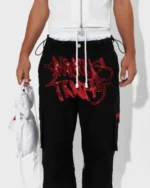 Minus Two Graff Noir Cargos(Logo Paillette Rouge)